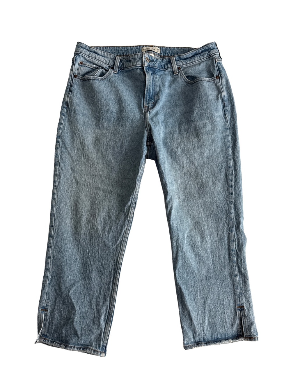 ABERCROMBIE & FITCH Women’s 33 Long 90’s Cropped Mid Rise Curve Love Denim Jeans